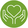 Heart in hands icon